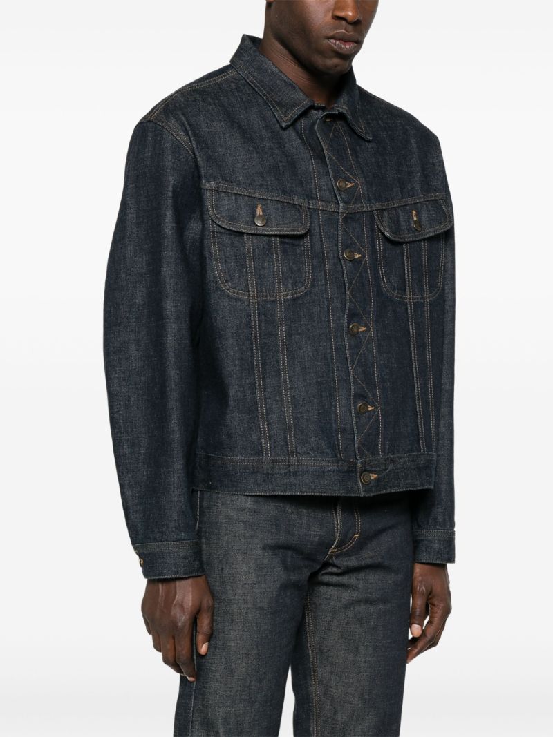Blue Contrast-topstitching Denim Jacket