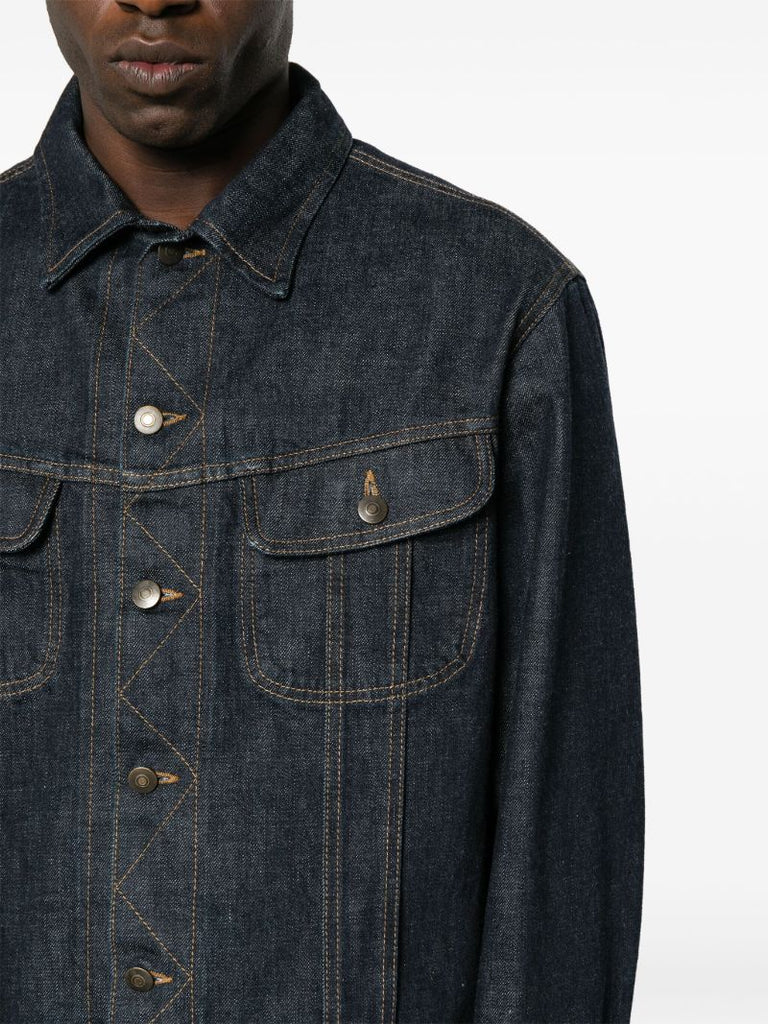 Blue Contrast-topstitching Denim Jacket