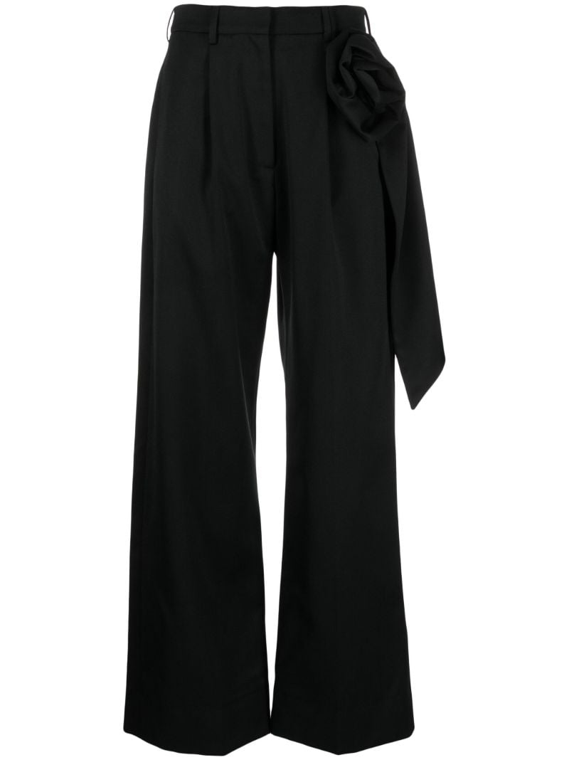 Black Ribbon Applique Wool Trousers