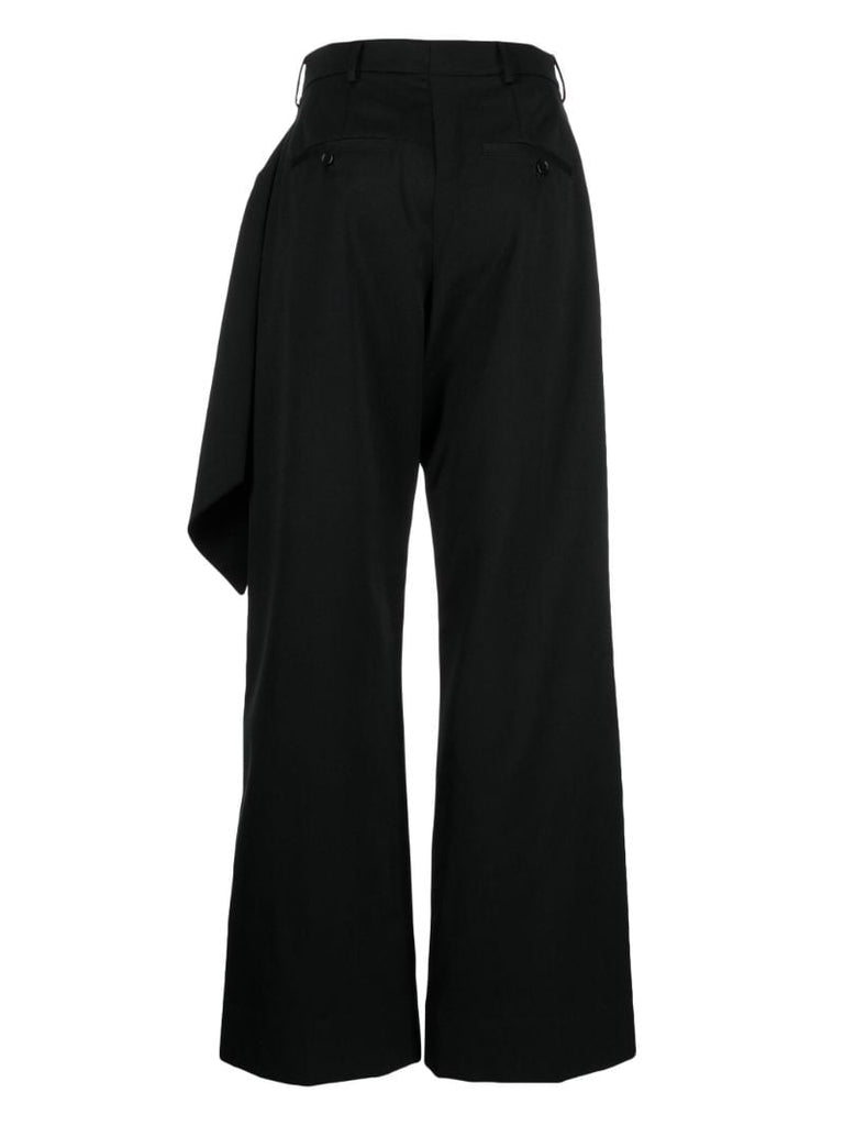 Black Ribbon Applique Wool Trousers