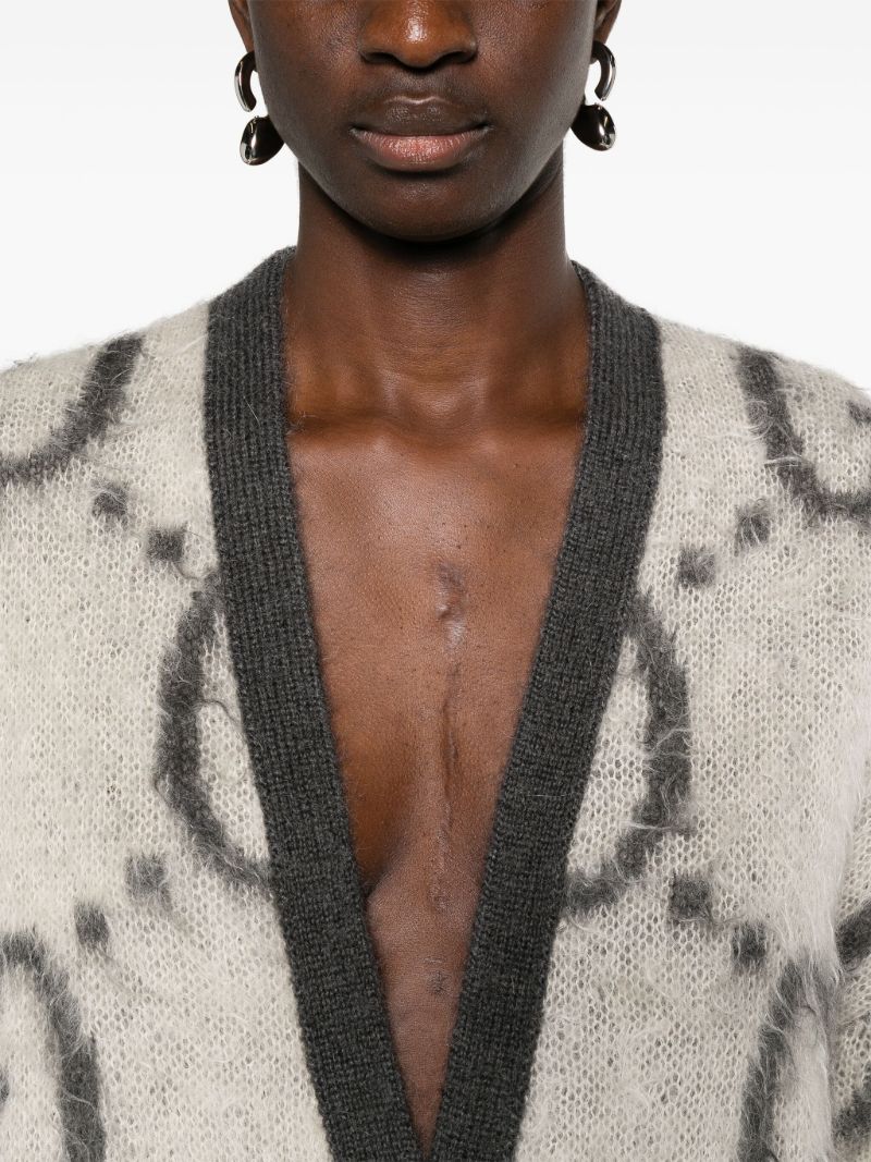 Brown Gg-jacquard Reversible Cardigan