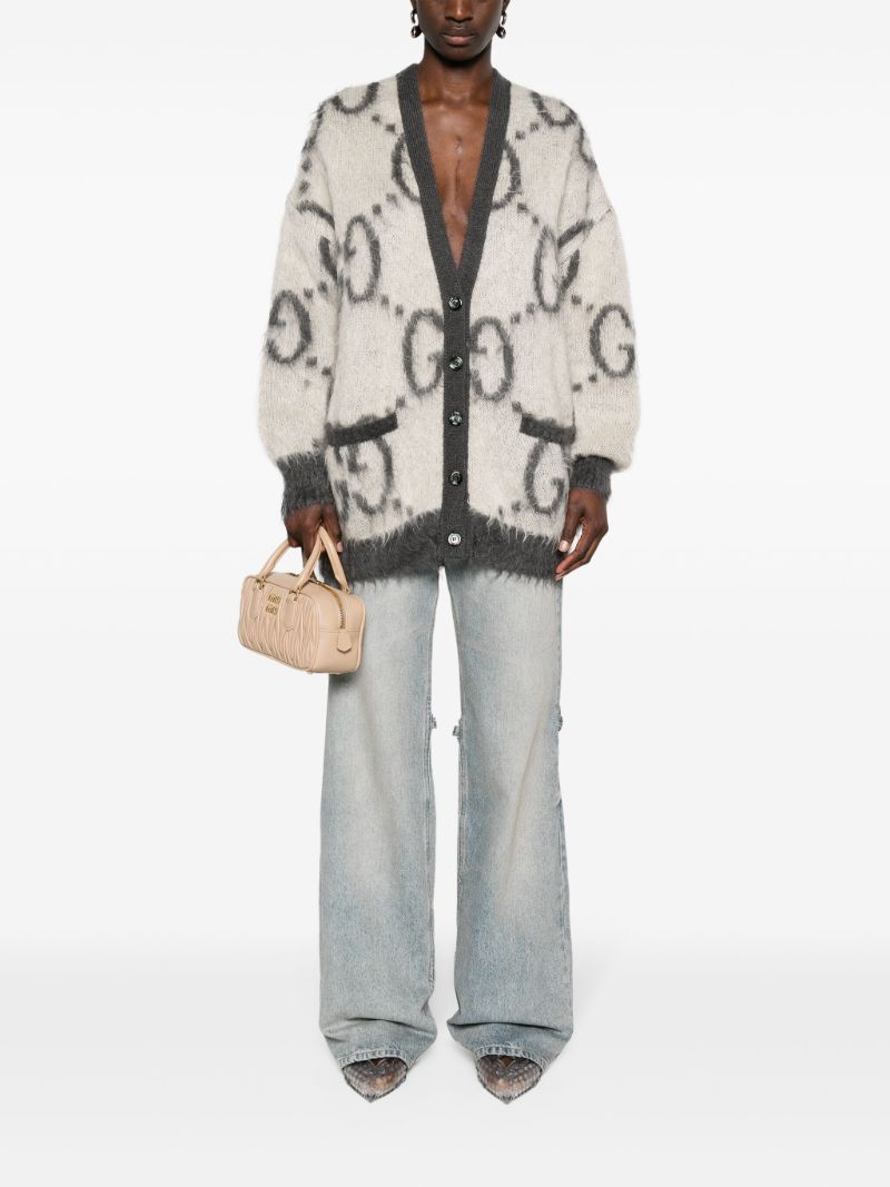 Brown Gg-jacquard Reversible Cardigan