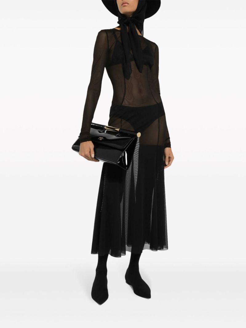 Black Sicily Large Leather Clutch Bag