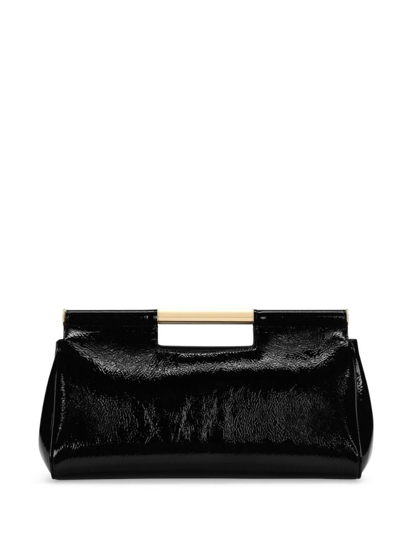 Black Sicily Large Leather Clutch Bag