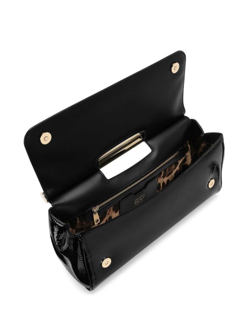 Black Sicily Large Leather Clutch Bag