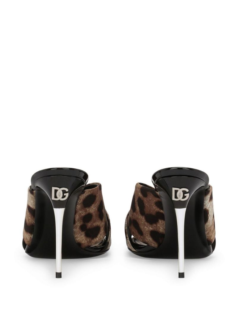 Brown 85 Leopard-print Satin Mules