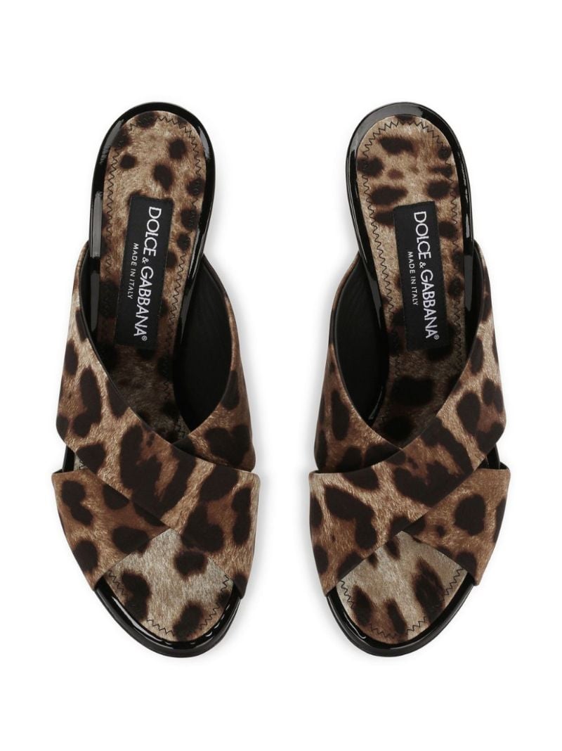 Brown 85 Leopard-print Satin Mules