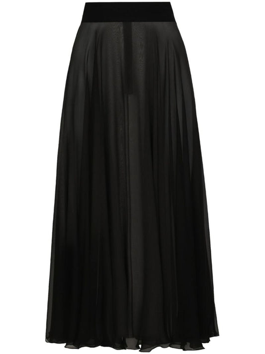 Black High-waisted Silk Skirt