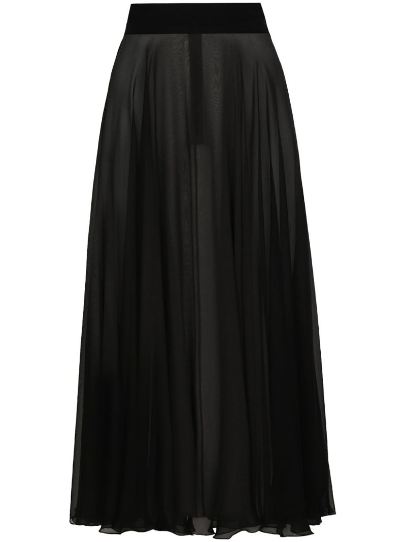 Black High-waisted Silk Skirt