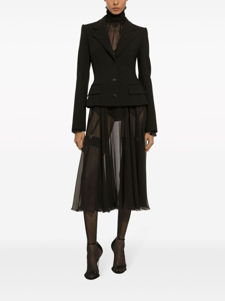 Black High-waisted Silk Skirt