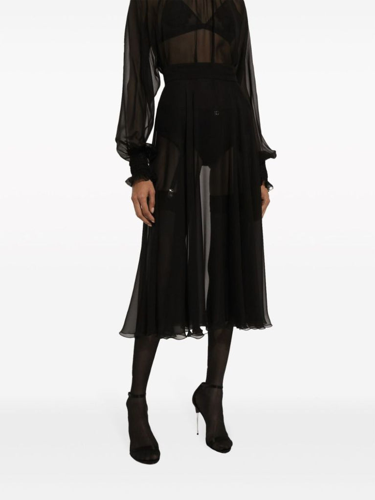 Black High-waisted Silk Skirt