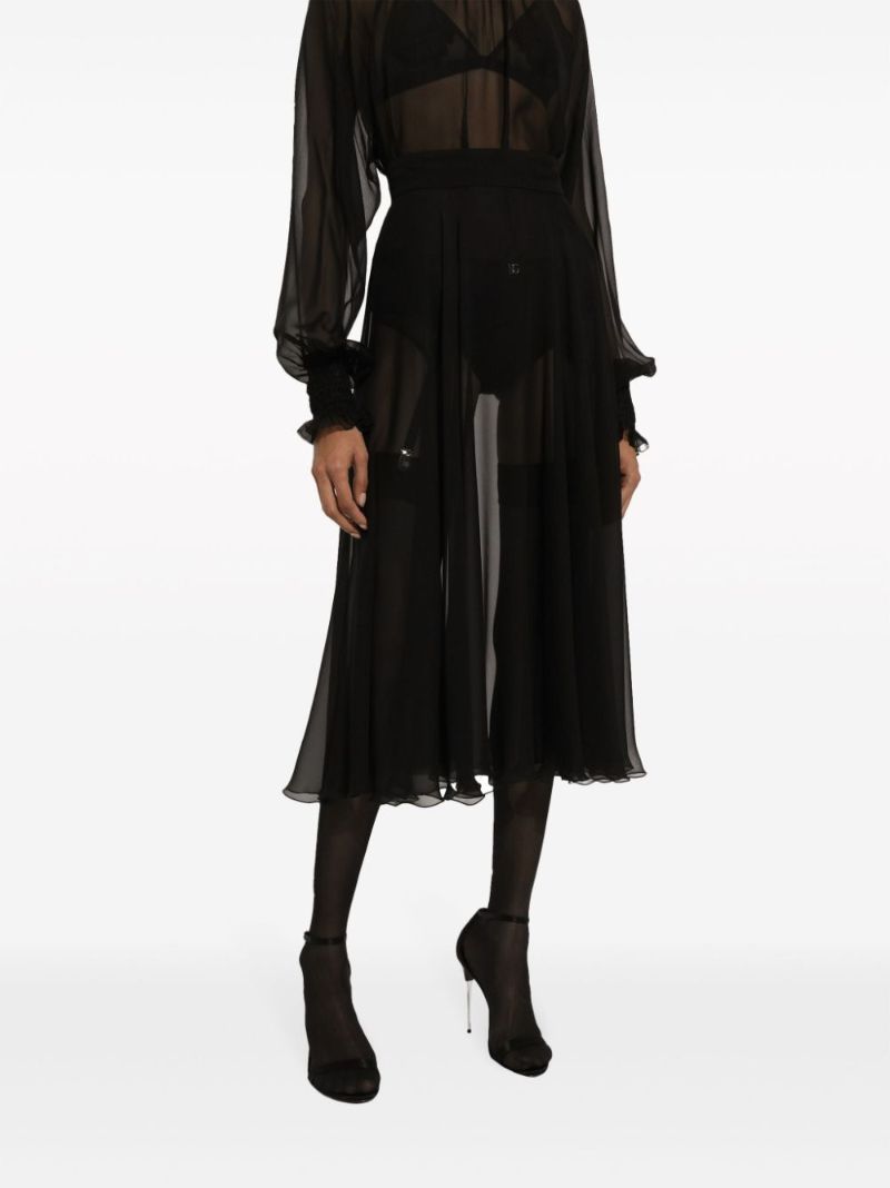 Black High-waisted Silk Skirt