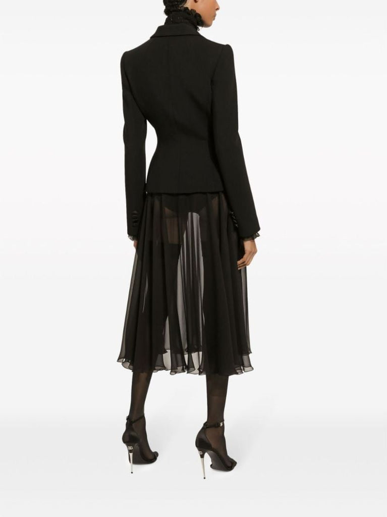 Black High-waisted Silk Skirt