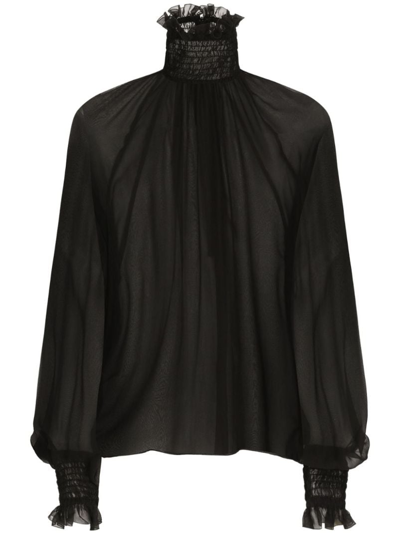 Black Semi-sheer Silk Blouse