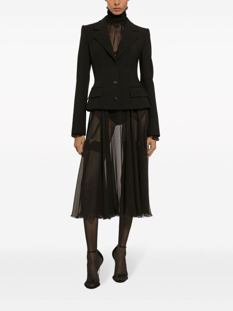 Black Semi-sheer Silk Blouse