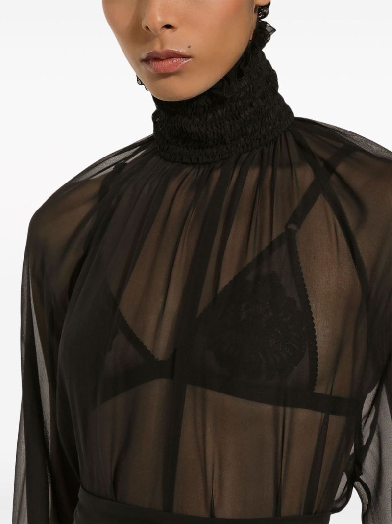 Black Semi-sheer Silk Blouse