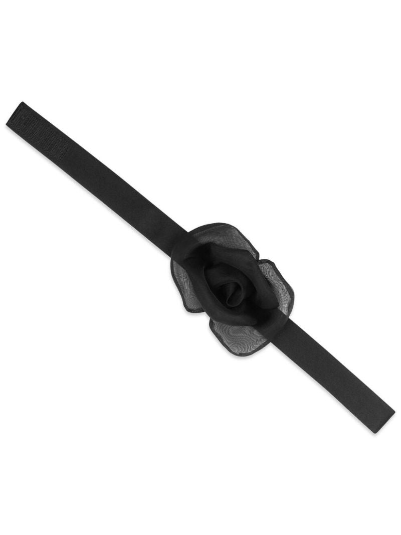 Black Flower-appliquÃ_x0083_Â© Silk Bow Tie