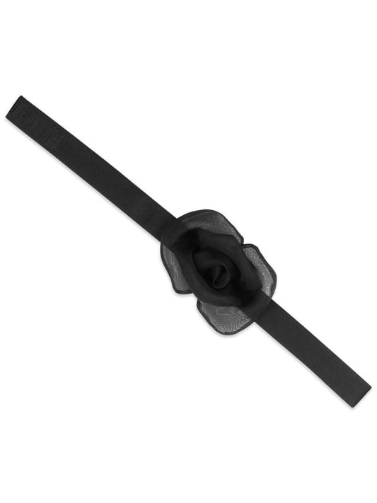 Black Flower-appliquÃ_x0083_Â© Silk Bow Tie