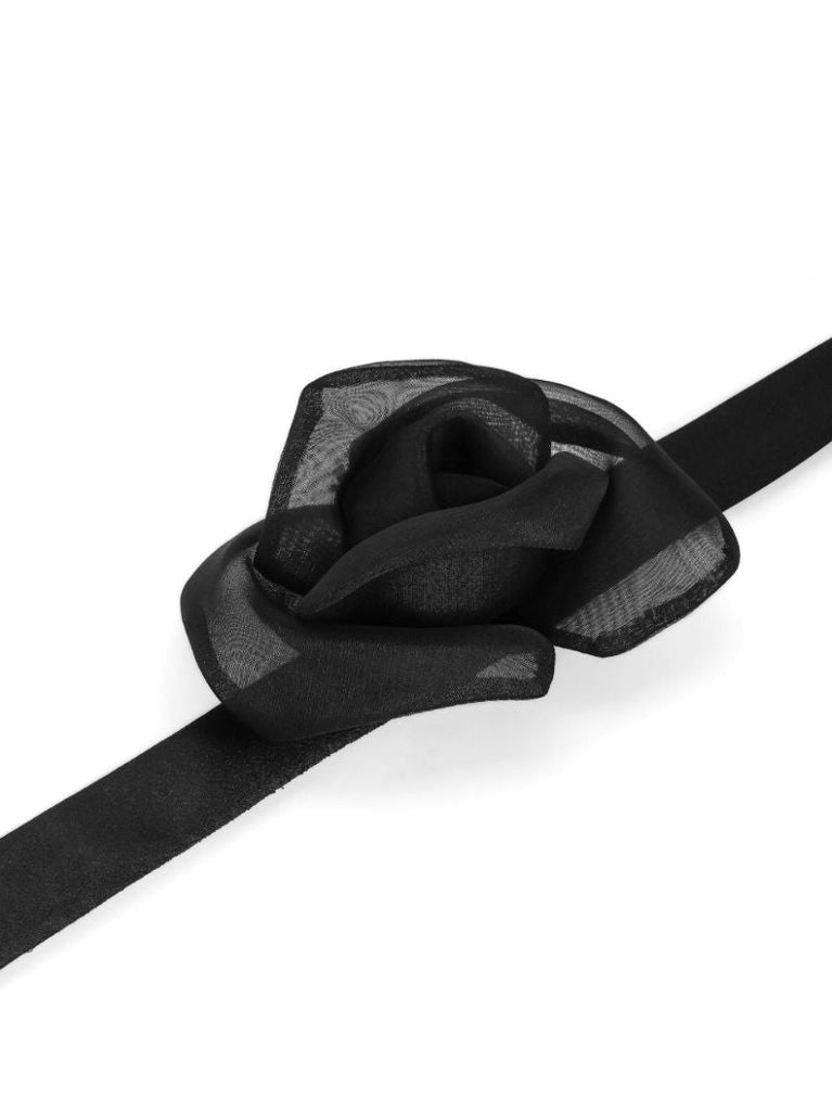 Black Flower-appliquÃ_x0083_Â© Silk Bow Tie