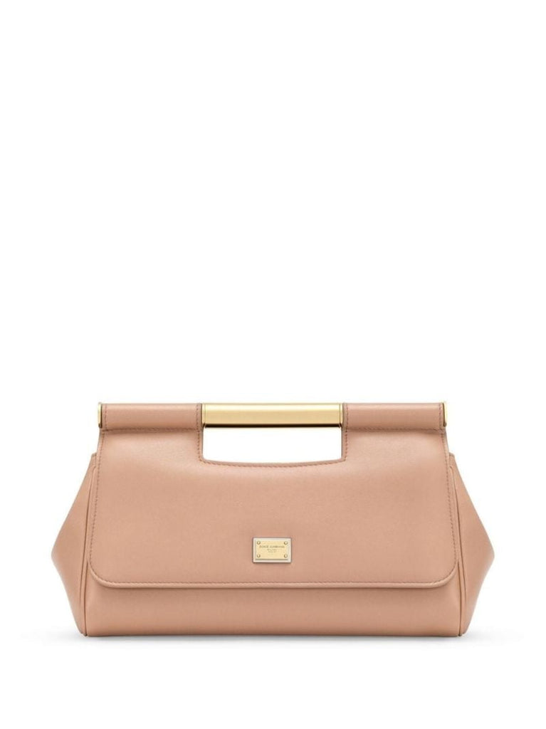 Neutral Sicily Leather Clutch Bag