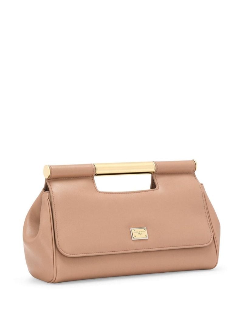 Neutral Sicily Leather Clutch Bag