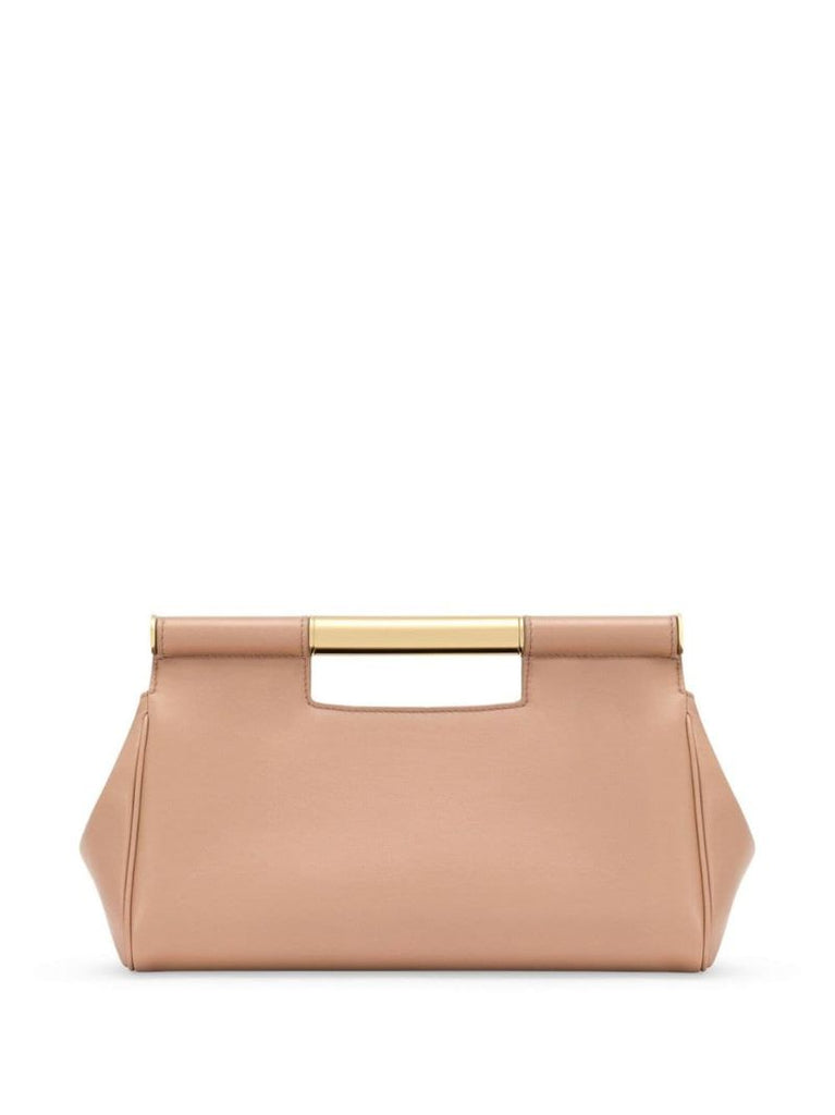 Neutral Sicily Leather Clutch Bag