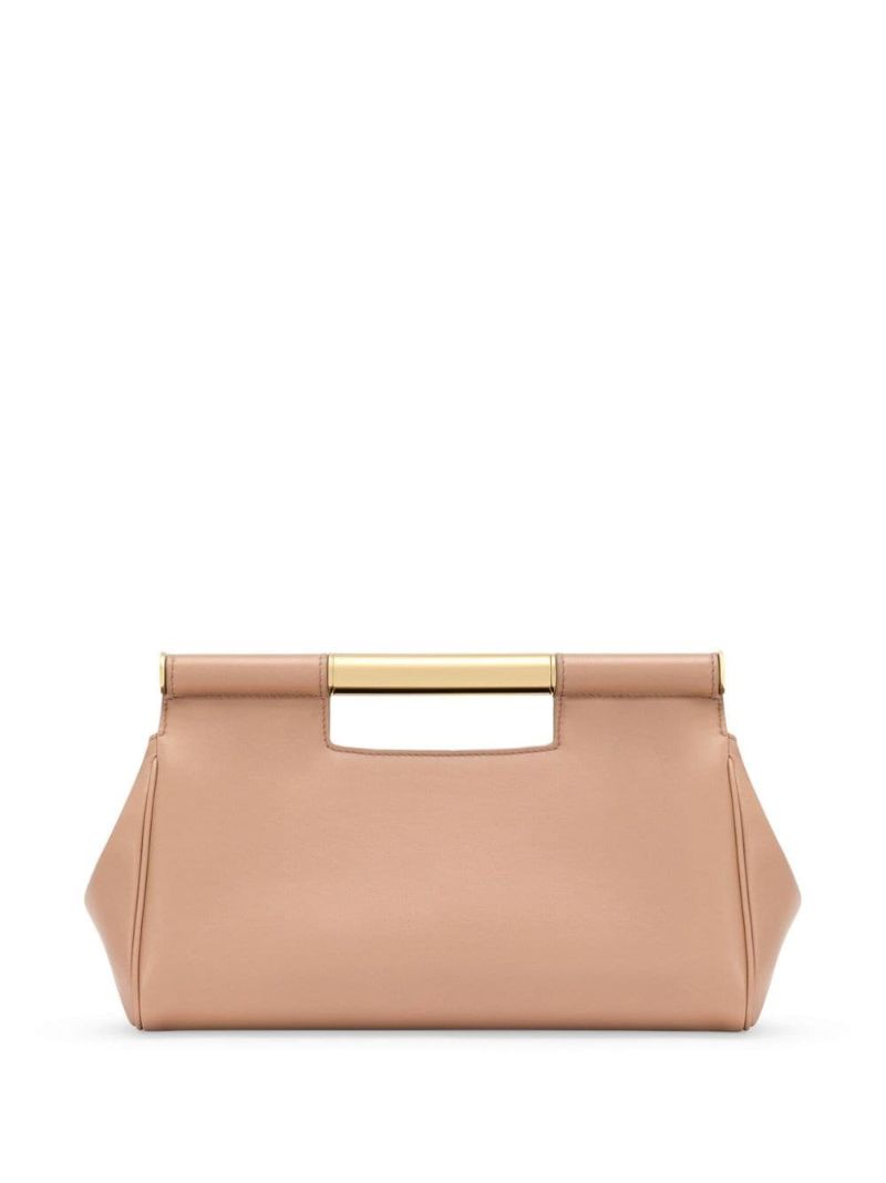 Neutral Sicily Leather Clutch Bag