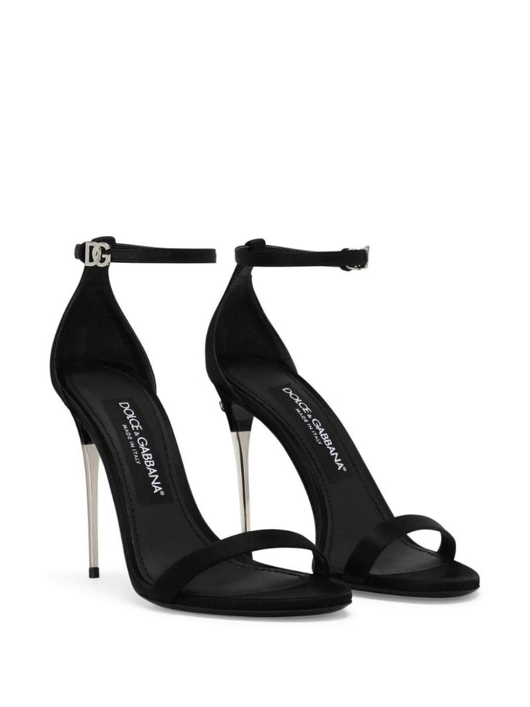 Black Keira 105 Satin Sandals