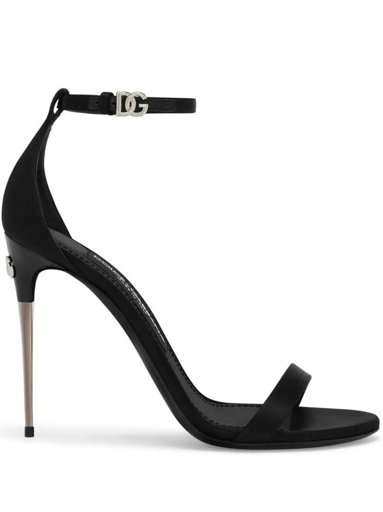 Black Keira 105 Satin Sandals