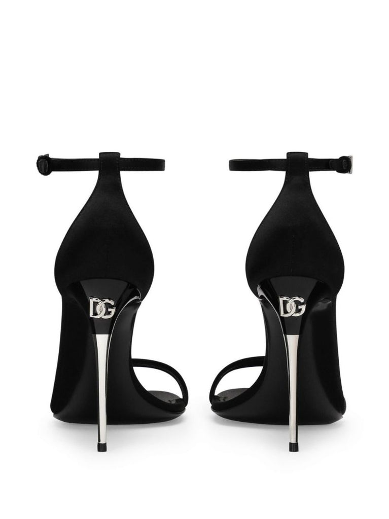 Black Keira 105 Satin Sandals