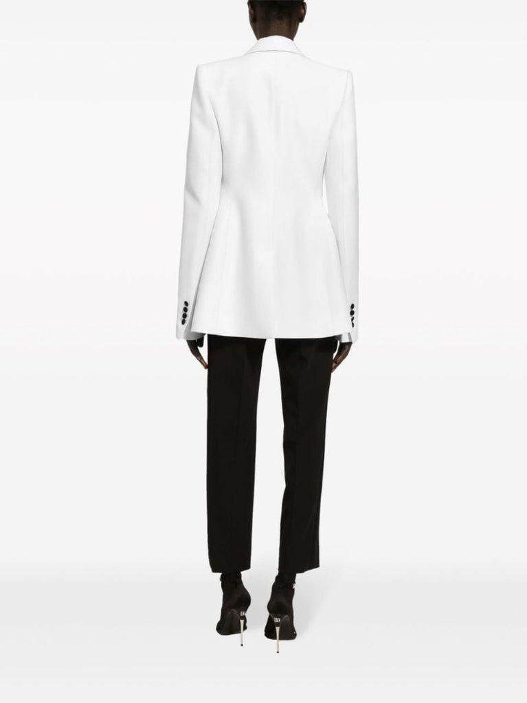 White Double Breasted Two-tone Blazer