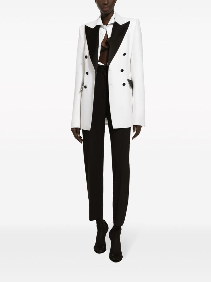White Double Breasted Two-tone Blazer