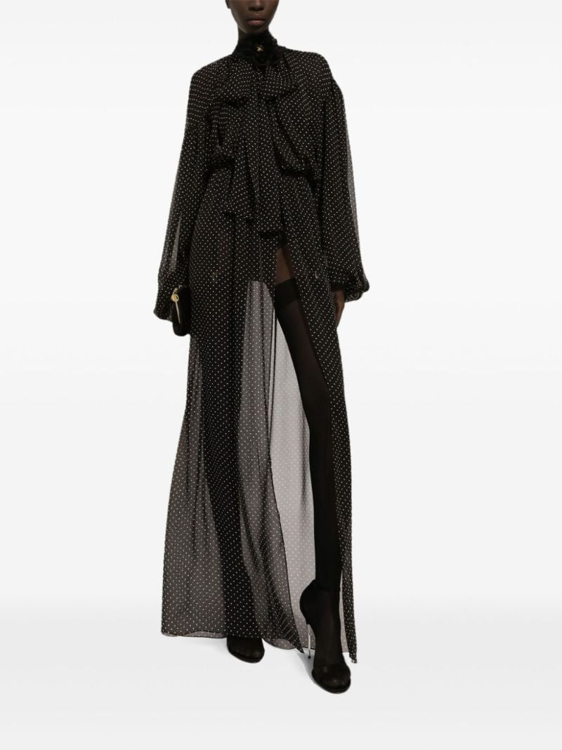 Black Polka Dot Sheer Maxi Dress