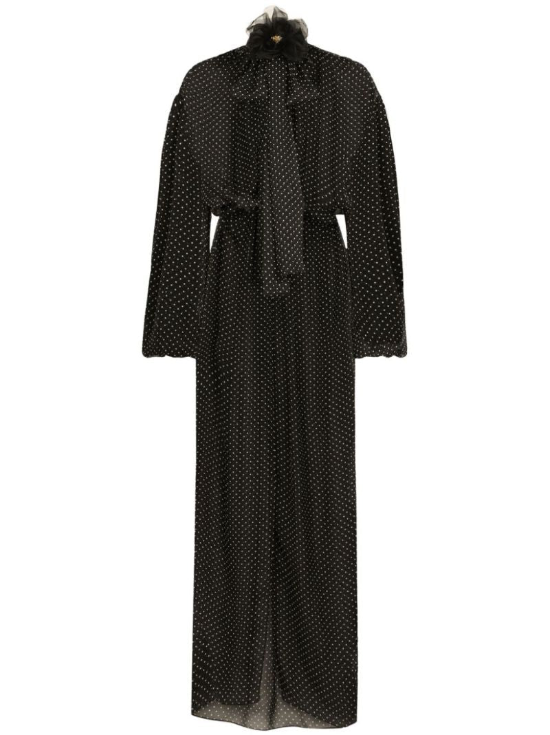 Black Polka Dot Sheer Maxi Dress