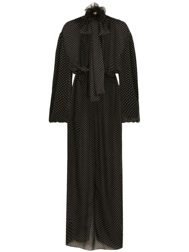 Black Polka Dot Sheer Maxi Dress