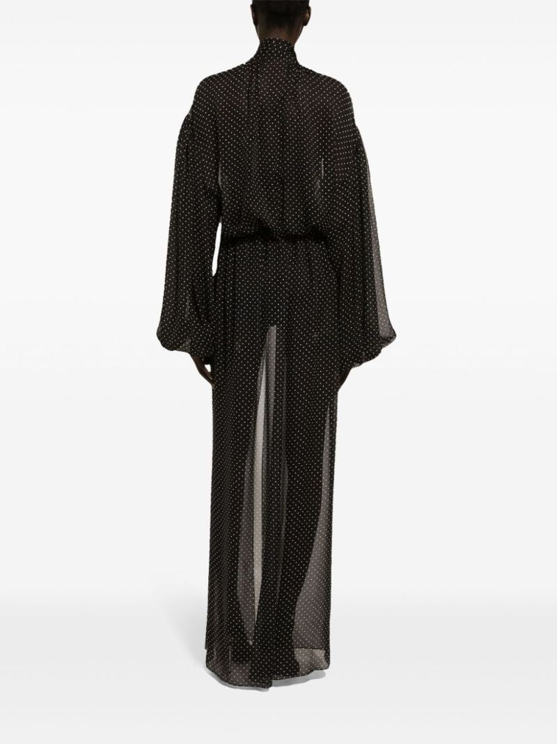 Black Polka Dot Sheer Maxi Dress