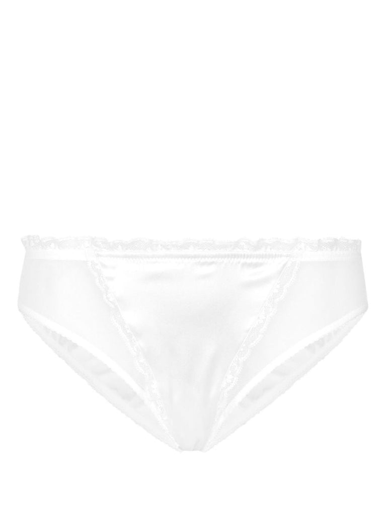 White Ruffled Trim Briefs
