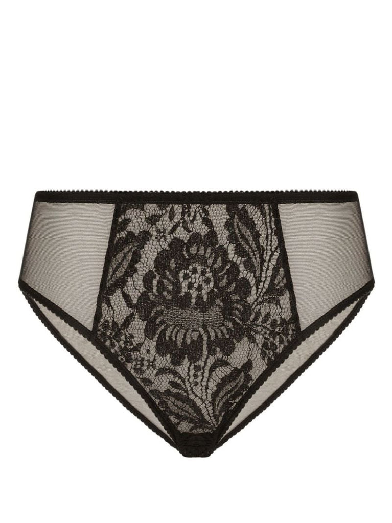 Black Floral-lace Wool Briefs