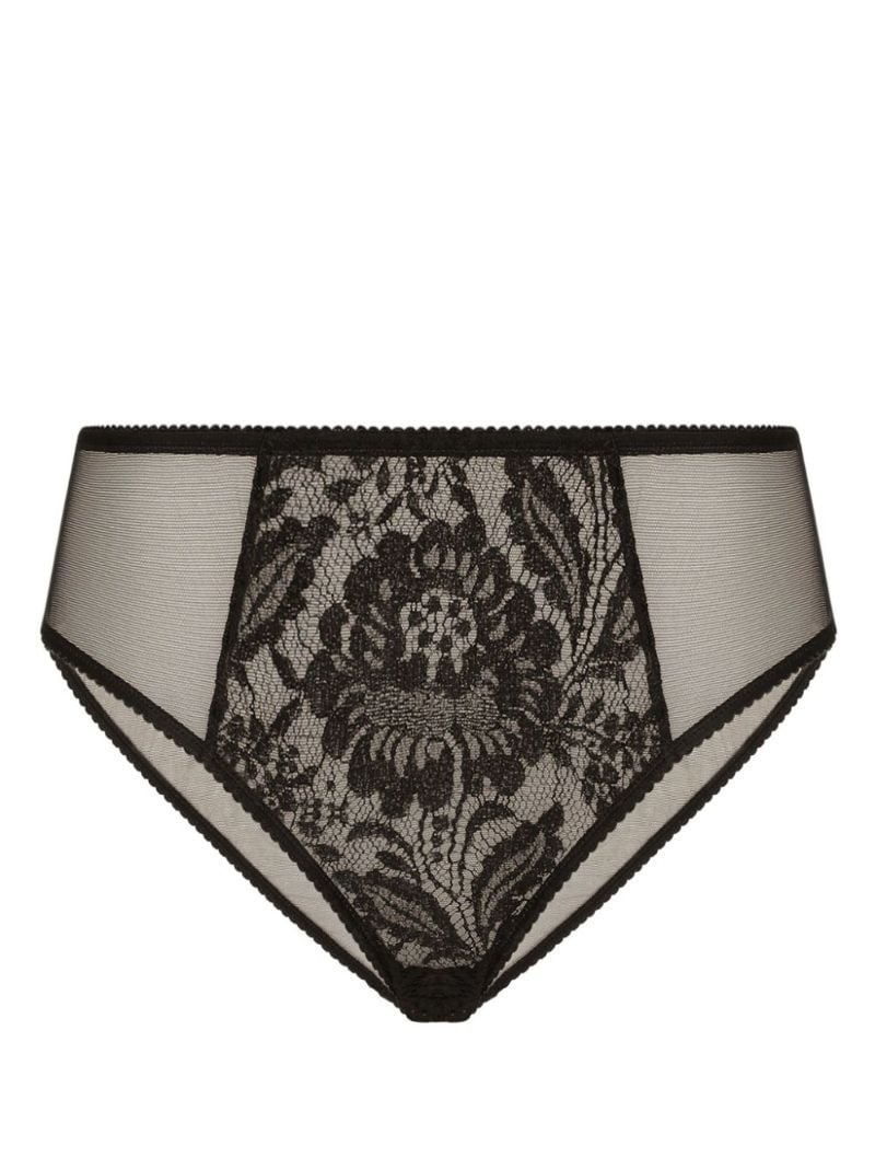 Black Floral-lace Wool Briefs