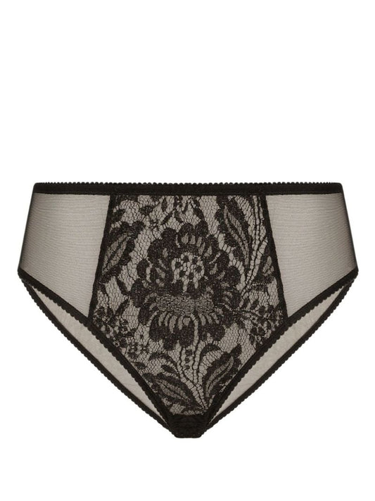 Black Floral-lace Wool Briefs