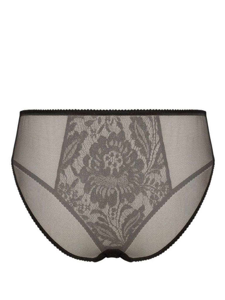 Black Floral-lace Wool Briefs