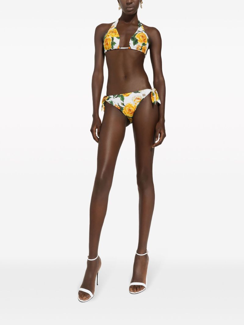 Yellow Rose-print Triangle Bikini