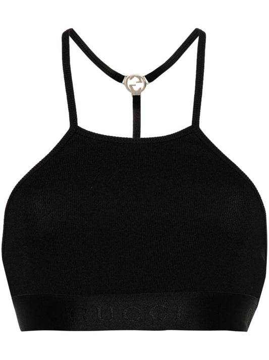 Black Interlocking G Crop Top