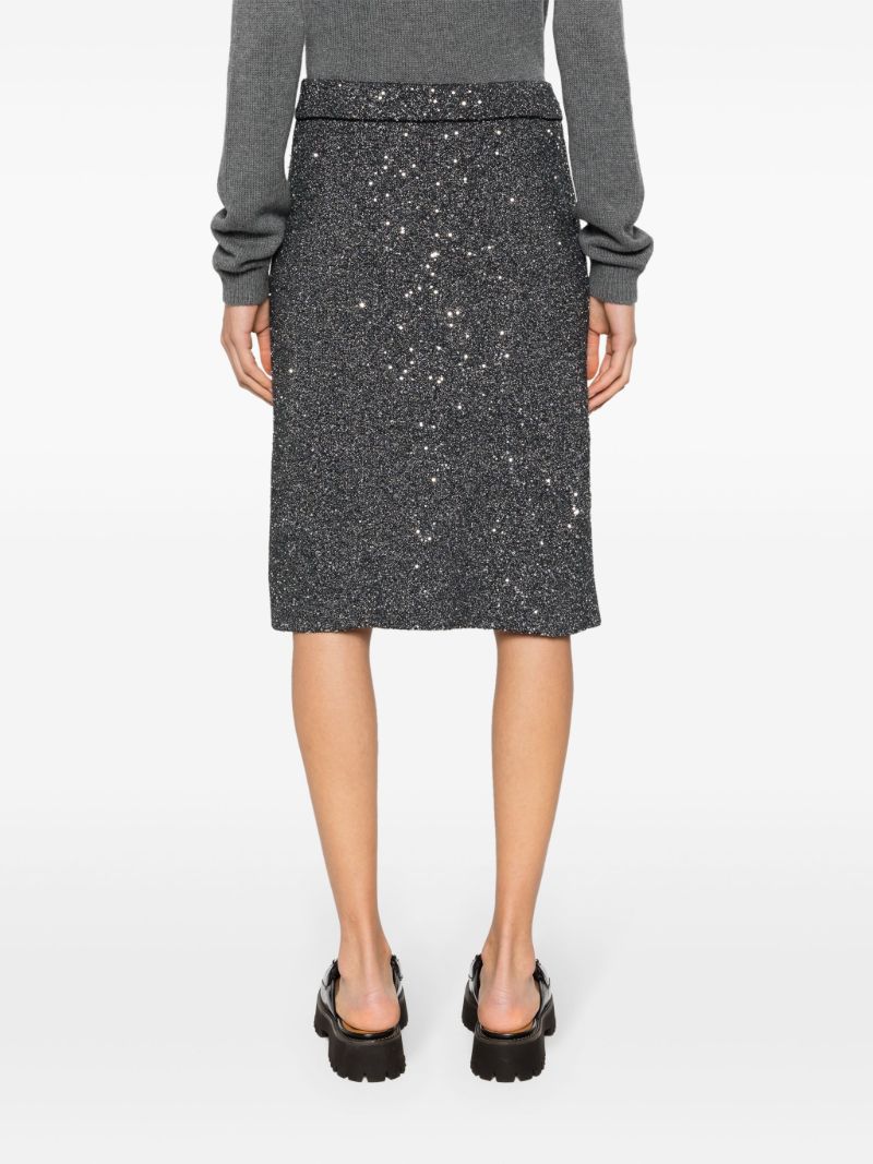 Black Sequin A-line Knit Skirt