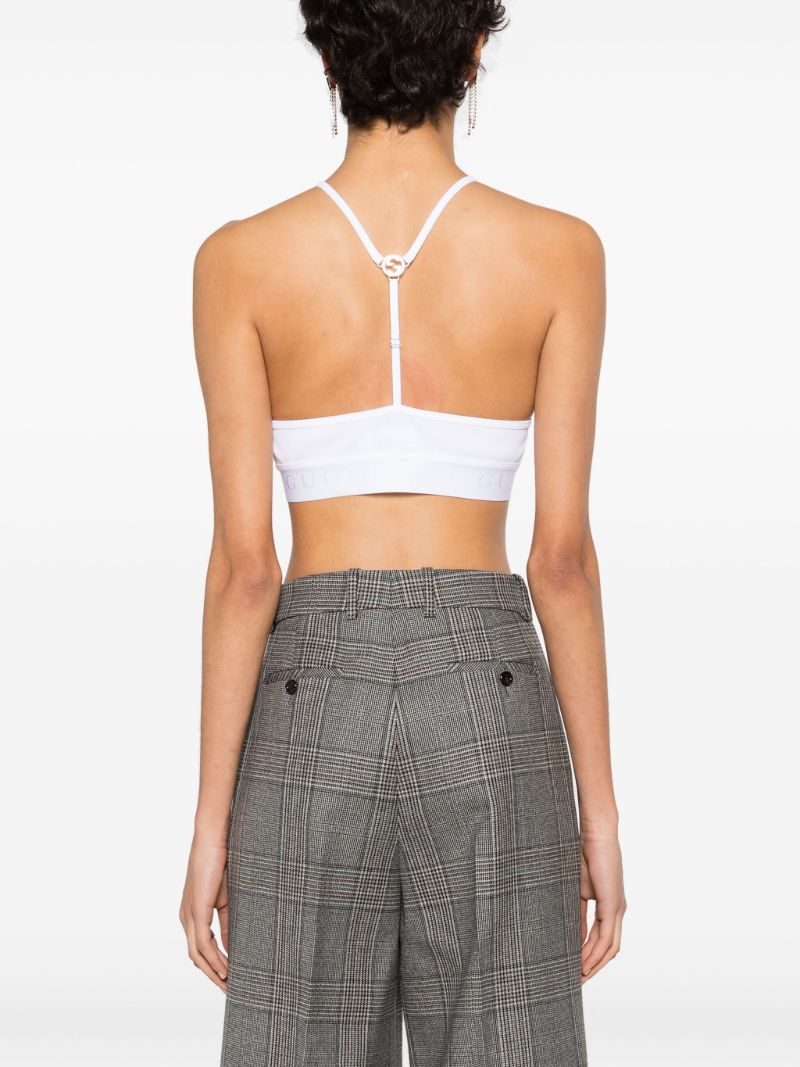 White Interlocking G Ribbed Crop Top