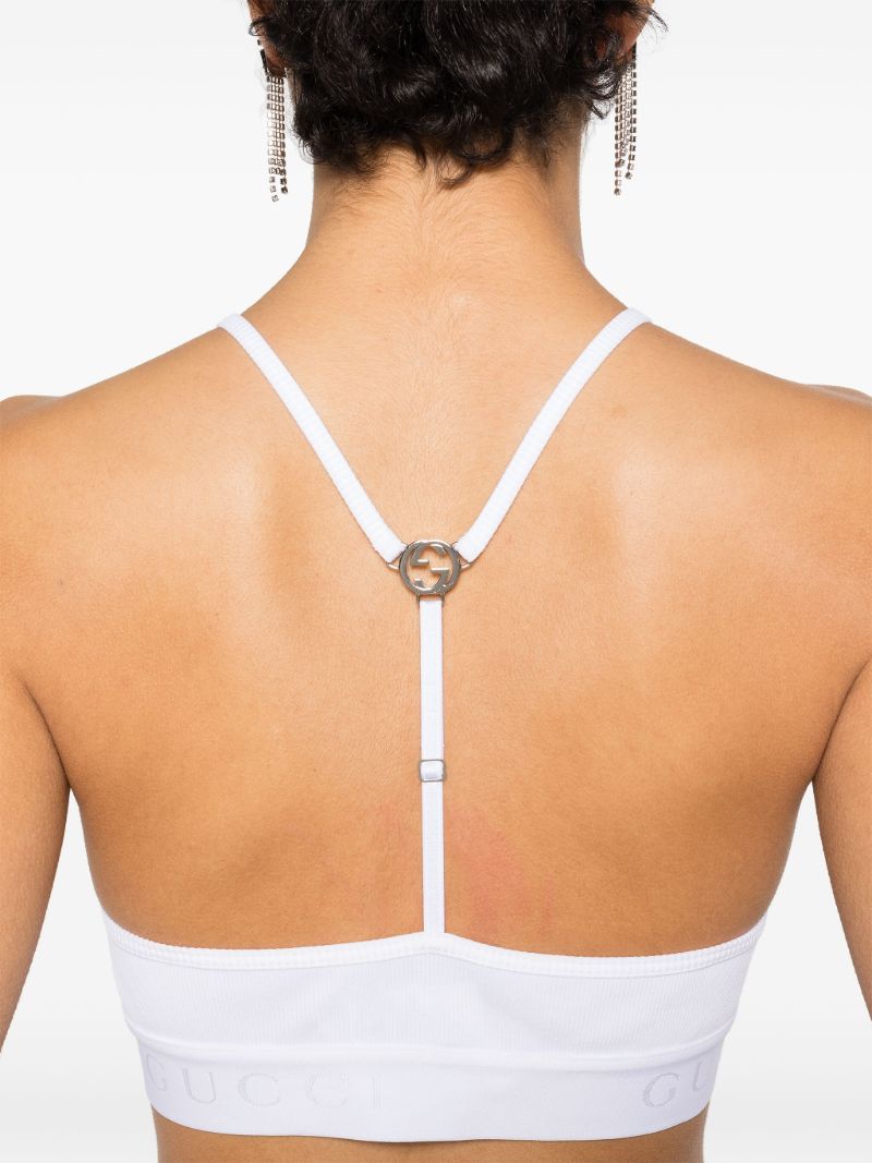 White Interlocking G Ribbed Crop Top