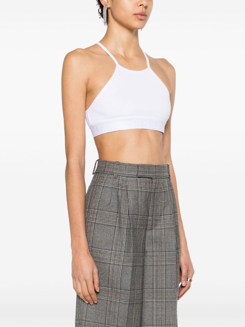 White Interlocking G Ribbed Crop Top