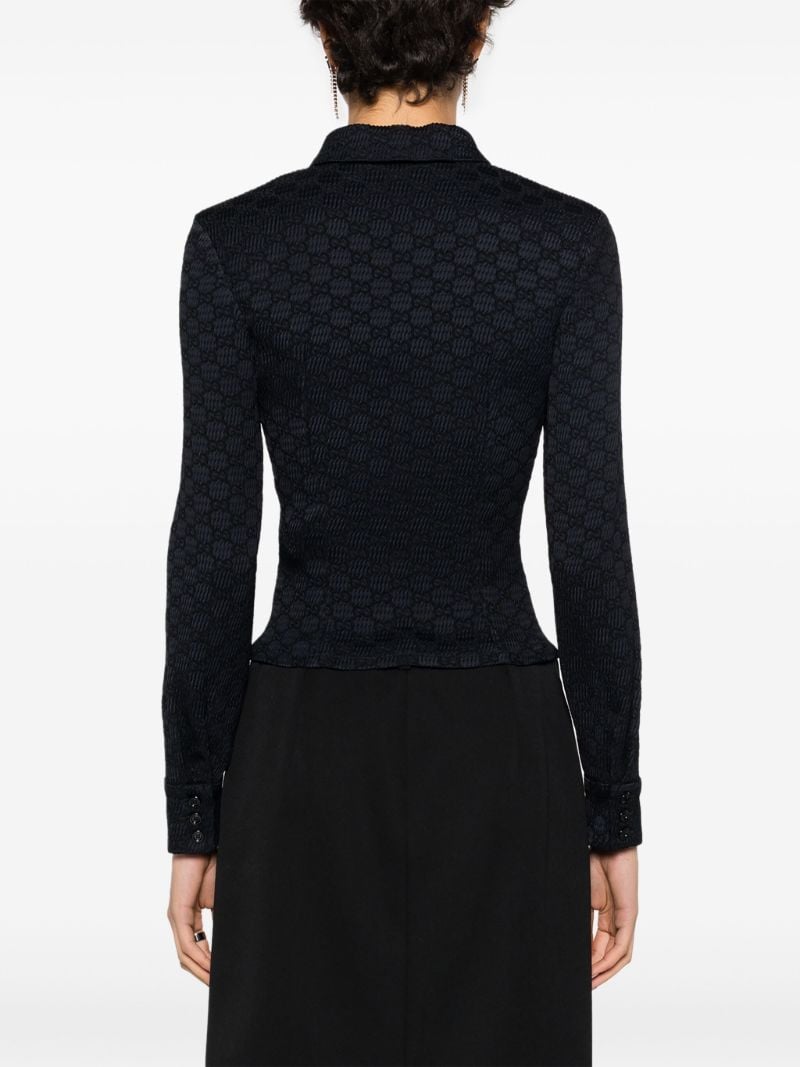 Black Jacquard Crinkled Shirt