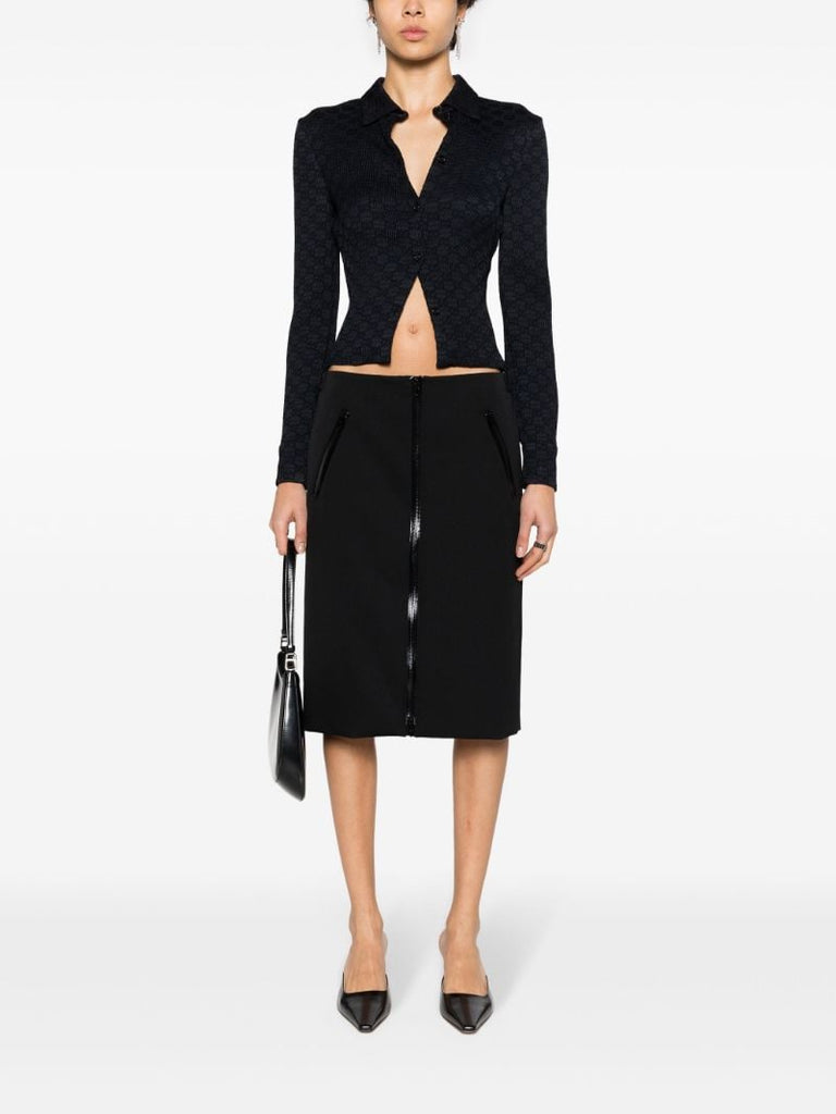 Black Jacquard Crinkled Shirt