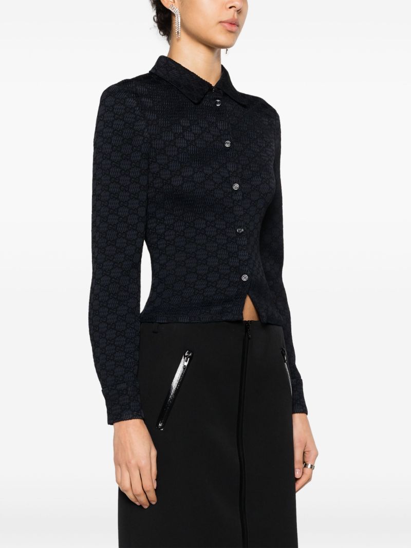 Black Jacquard Crinkled Shirt